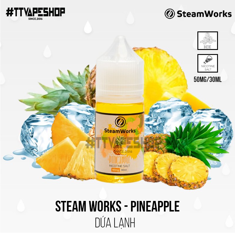 Steam Works Saltnic 30 50mg 30ml Pineapple Dứa Lạnh