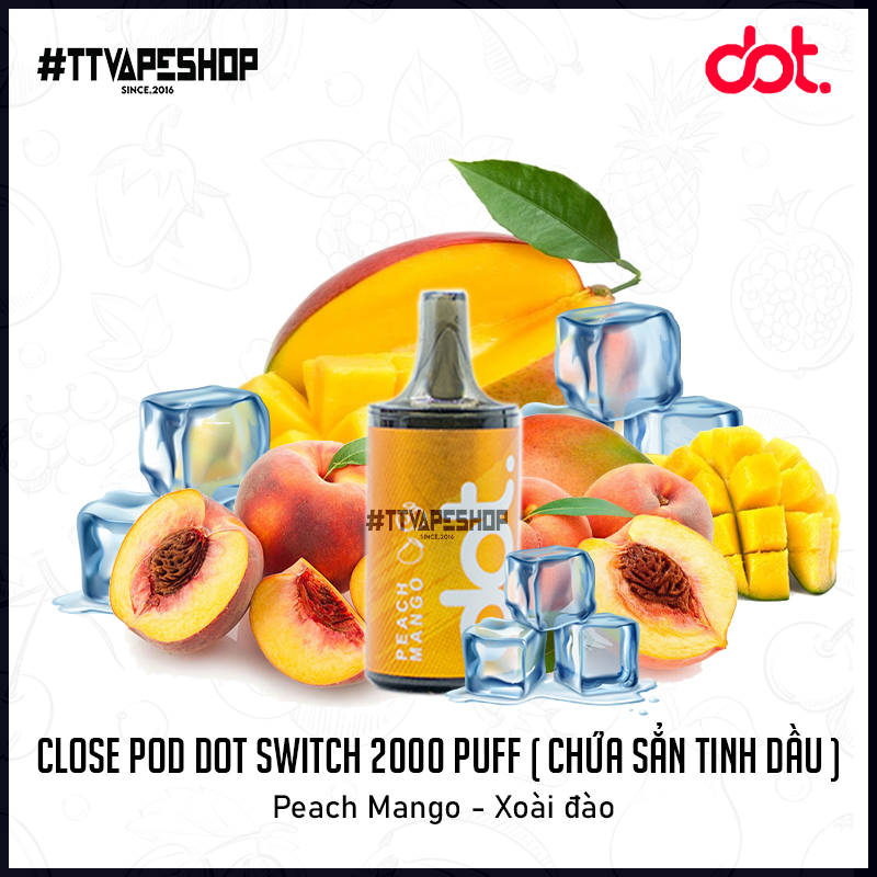 Đầu Pod Dot Switch 2000 Puff Peach Mango - Xoài đào ( Chứa Sẳn Tinh Dầu ...