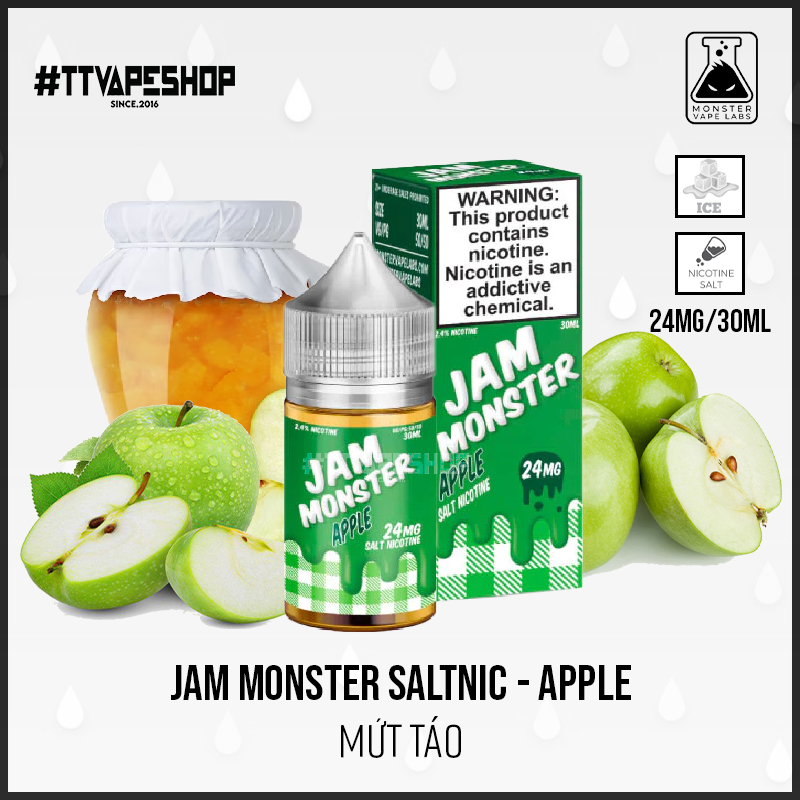 Jam Monster Salt Nic - Apple ( Mứt Táo ) 24-48mg/30ml