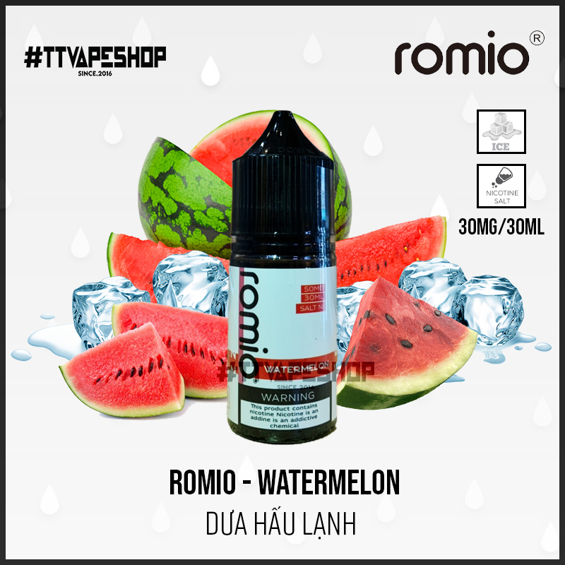 Romio Saltnic 30mg/30ml - Watermelon - Dưa Hấu LạnhRomio Saltnic ...